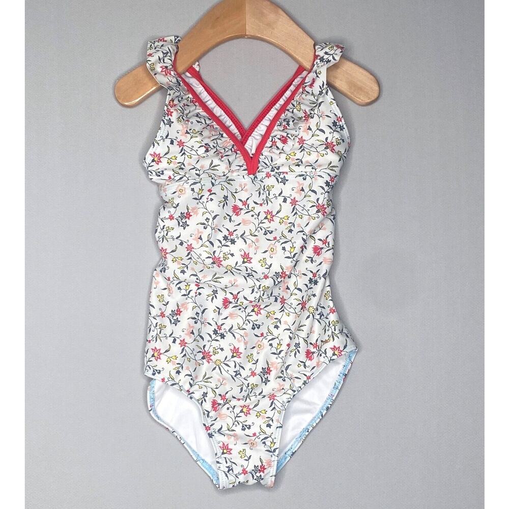 Chloé Girls 4 Yrs (~3?) Multicolor Floral Ruffle Strap One-Piece Swimsuit